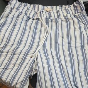 LOFT Blue & White Striped Drawstring Lounge Pants